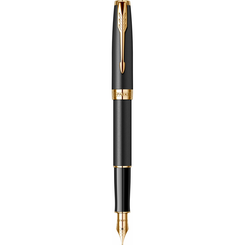 Подарочный набор: Перьевая ручка Parker Sonnet Core F528, Matte Black GT (Перо F) +  Ежедневник PARKER Premium, Black GS